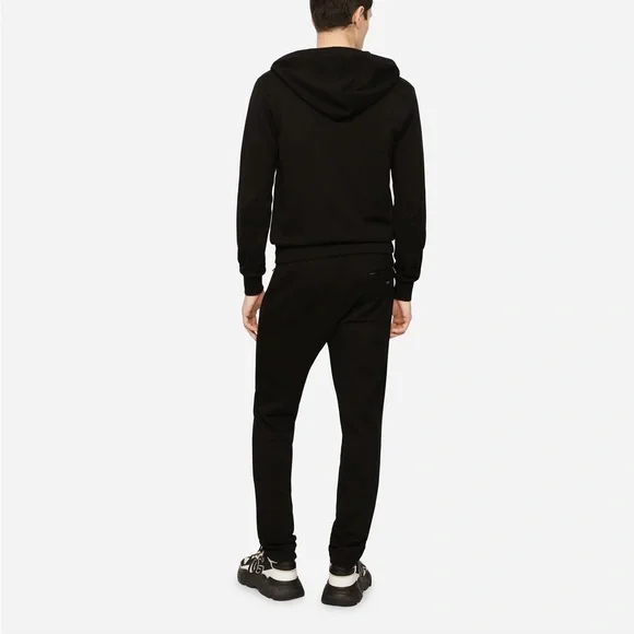 Dolce & Gabbana Black Zip Up Sweatshirt in Cotton Jersey